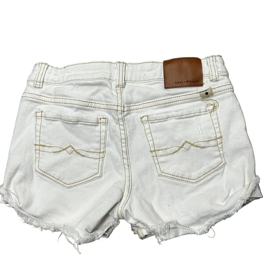 Lucky Brand White Riley Shorts Size Girls‎ 14 Rolled Hem EUC Distressed